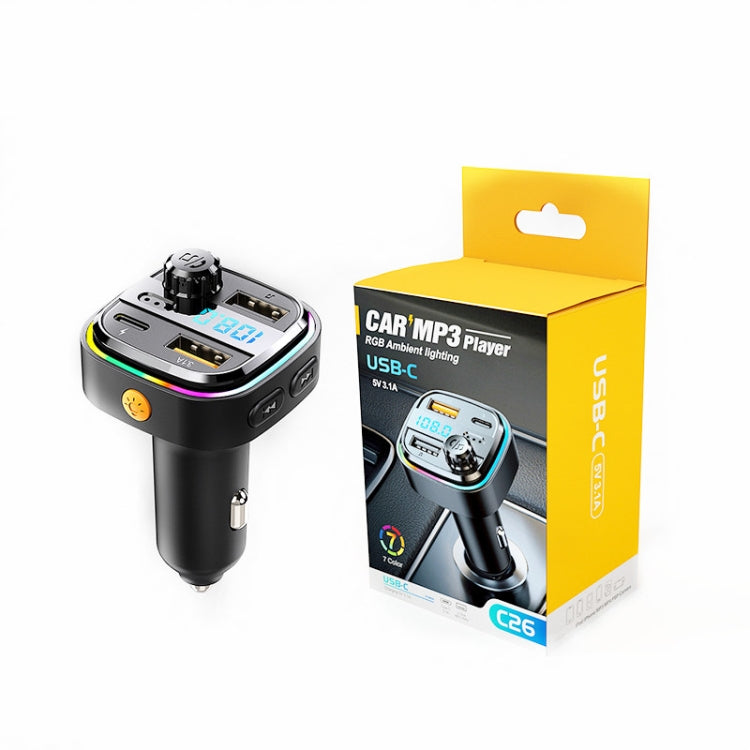 C26 Car Bluetooth Transmitter Handsfree Audio Player Dual USB Car Charger by buy2fix