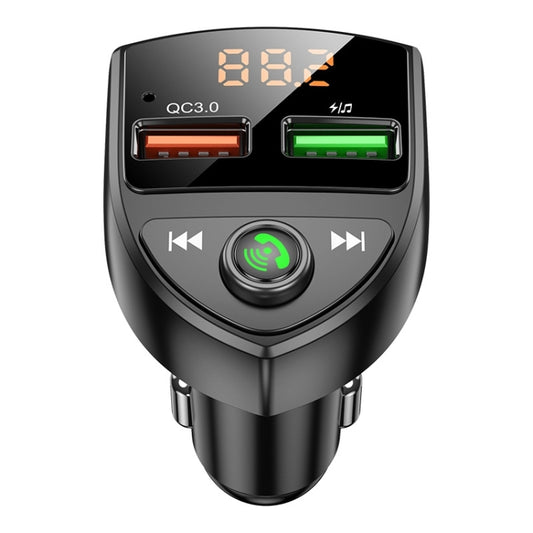 C8 Car U Disk Bluetooth Player Fm Transmitter QC3.0 Dual USB Ports Fast Charging by buy2fix