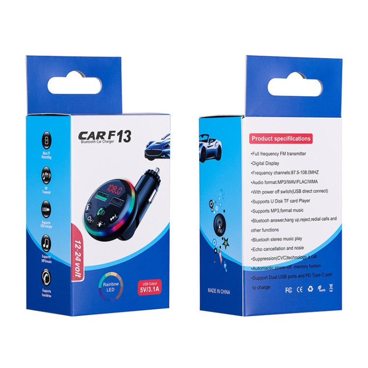 F13 Car Smartphone Charger Hands Free Calling 5.0 Bluetooth-MP3 Player Car Wireless FM Transmitter by buy2fix
