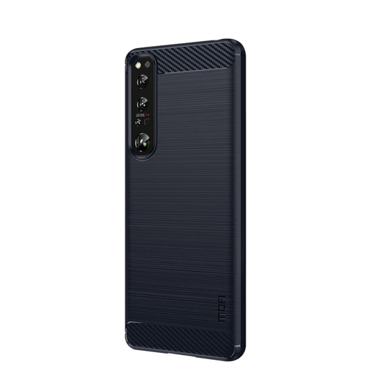 For Sony Xperia 1 IV MOFI Gentleness Series Brushed Texture Carbon Fiber Soft TPU Case(Blue) by MOFI