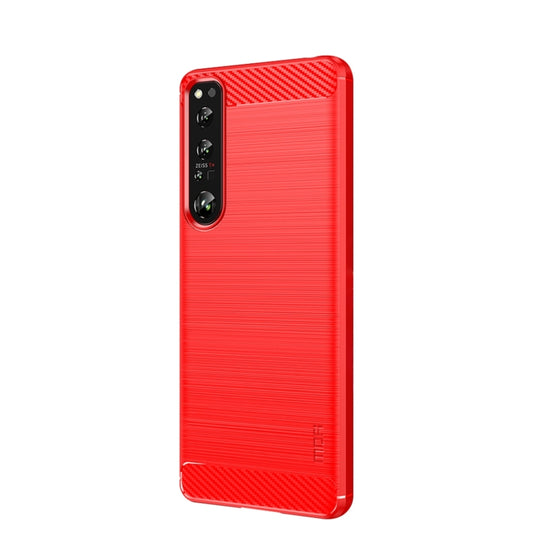 For Sony Xperia 1 IV MOFI Gentleness Series Brushed Texture Carbon Fiber Soft TPU Case(Red) by MOFI