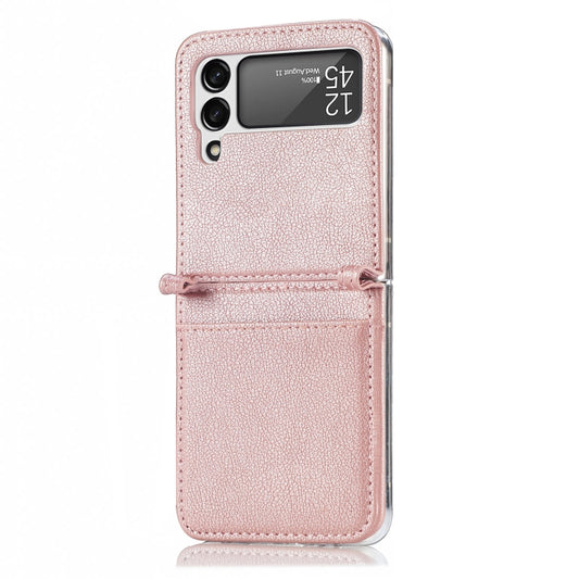 For Samsung Galaxy Z Flip 4 5G Folding Litchi Texture Card Wallet Phone Case(Pink) by buy2fix
