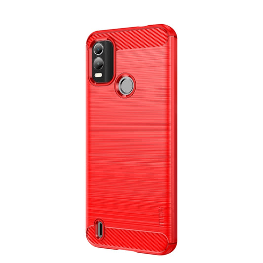 For Nokia C21 Plus MOFI Gentleness Brushed Carbon Fiber Soft TPU Case(Red) by MOFI