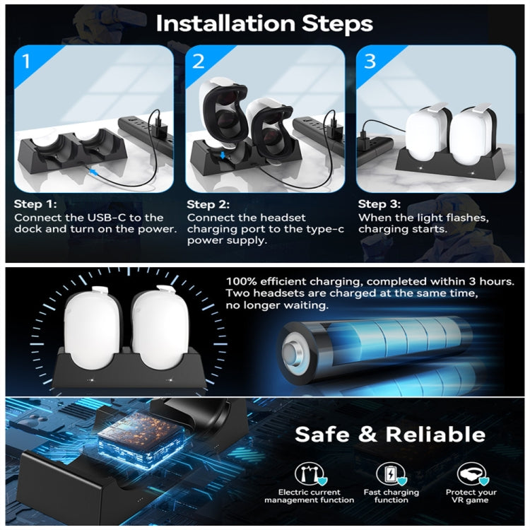 For Oculus Quest 2 VR Charging Stand VR Accessories Host Storage Bracket Double Charging Stand by buy2fix