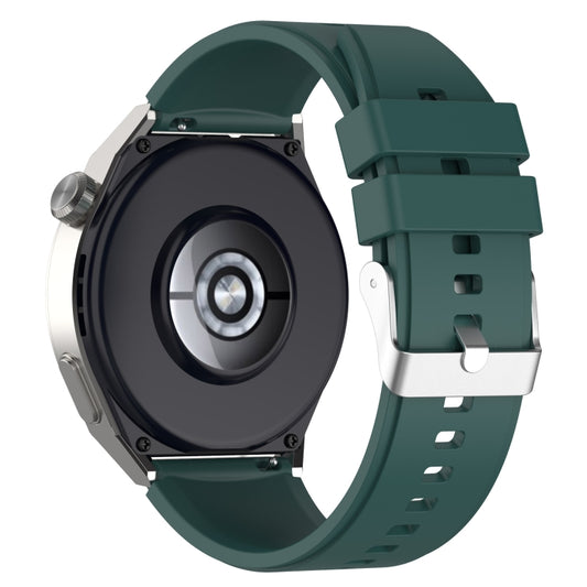 For Huawei Watch 3 / Watch3 Pro 22mm Protruding Head Silicone Strap Silver Buckle(Dark Green) by buy2fix