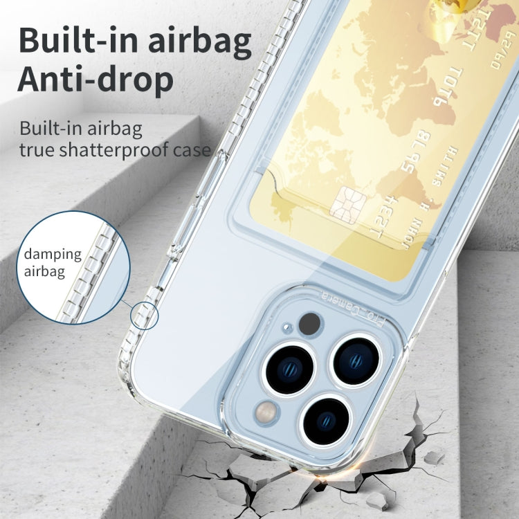 For iPhone 14 Pro Card Bag Clear TPU Phone Case(Transparent) by buy2fix