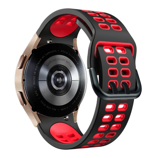 For Samsung Galaxy Watch 5 Pro 45mm 20mm Breathable Two-Color Silicone Watch Band(Black+Red) by buy2fix