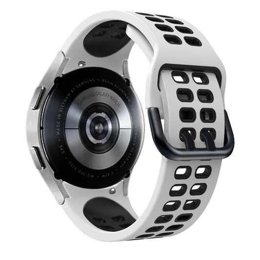 For Samsung Galaxy Watch 4 44mm 20mm Breathable Two-Color Silicone Watch Band(White+Black) by buy2fix