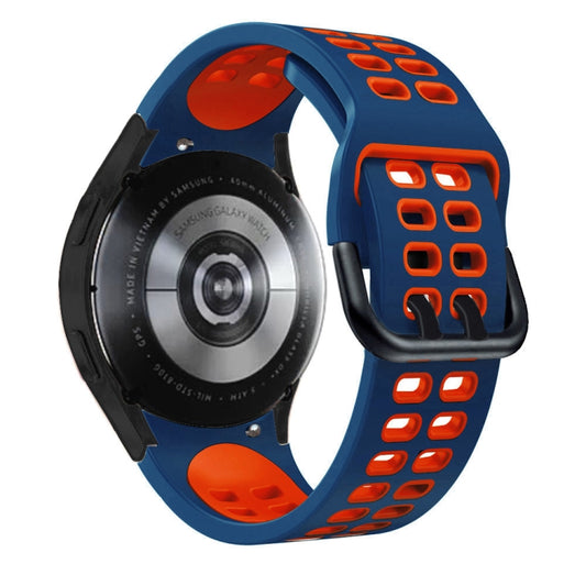 For Samsung Galaxy Watch 4 44mm 20mm Breathable Two-Color Silicone Watch Band(Midnight Blue+Red) by buy2fix