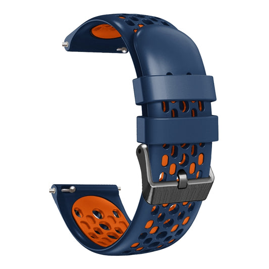 For Honor Watch GS Pro 22mm Two-Color Breathable Silicone Watch Band(Midnight Blue+Orange) by buy2fix