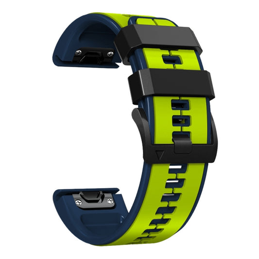 For Garmin Fenix 7X 26mm Silicone Sports Two-Color Watch Band(Lime + Black) by buy2fix