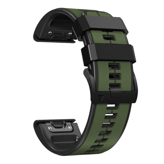For Garmin EPIX Gen2 22mm Silicone Sports Two-Color Watch Band(Amygreen+Black) by buy2fix