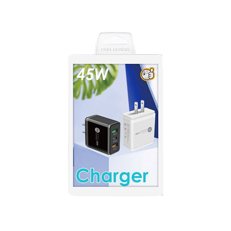 45W PD3.0 + 2 x QC3.0 USB Multi Port Quick Charger, US Plug(Black) by buy2fix