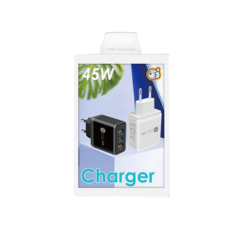 45W PD3.0 + 2 x QC3.0 USB Multi Port Quick Charger, EU Plug(White) by buy2fix