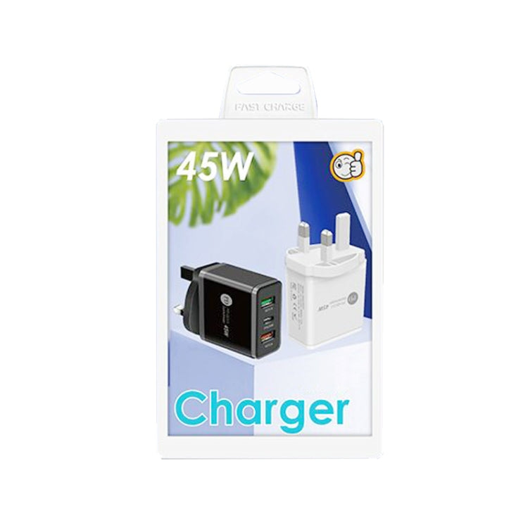 45W PD3.0 + 2 x QC3.0 USB Multi Port Quick Charger, UK Plug(White) by buy2fix