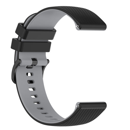 For Garmin Venu SQ 20mm Checkered Two-Color Silicone Watch Band(Black+Grey) by buy2fix
