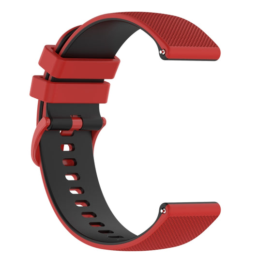 For Garmin Forerunner 245 20mm Checkered Two-Color Silicone Watch Band(Red+Black) by buy2fix