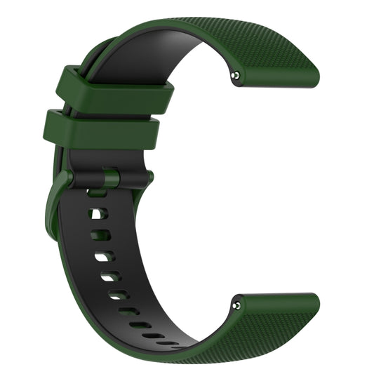 For Samsung Galaxy Watch4 44mm 20mm Checkered Two-Color Silicone Watch Band(Amy Green+Black) by buy2fix