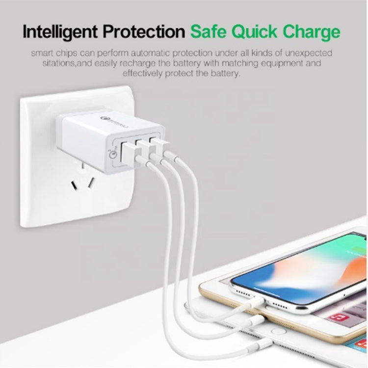 SDC-30W QC3.0 USB + 2 x USB2.0 Port Quick Charger with USB to Type-C Cable, AU Plug by buy2fix