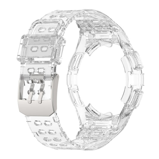 For Samsung Galaxy Watch4 Classic 46mm Armor Integrated TPU Double-Pin Buckle Smart Watch Band(Transparent White) by buy2fix