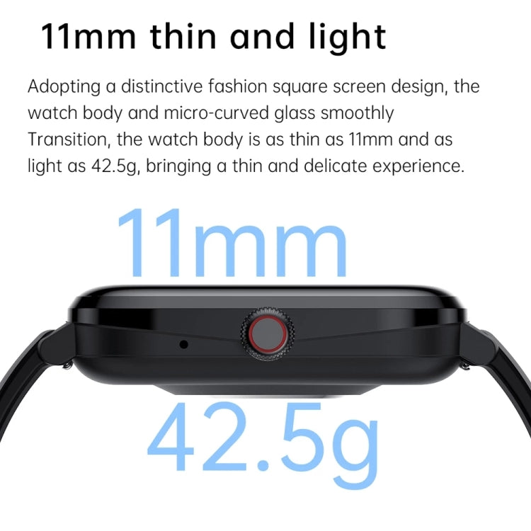 HK20 1.85 inch Color Screen Smart Watch,Support Heart Rate Monitoring/Blood Pressure Monitoring(Black) by buy2fix