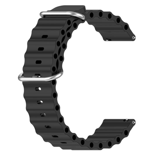 For Samsung Galaxy Watch Active 2 40mm 20mm Ocean Style Silicone Solid Color Watch Band(Black) by buy2fix