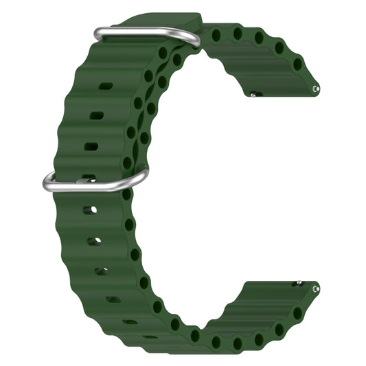 For Samsung Galaxy Watch Active 2 40mm 20mm Ocean Style Silicone Solid Color Watch Band(Army Green) by buy2fix