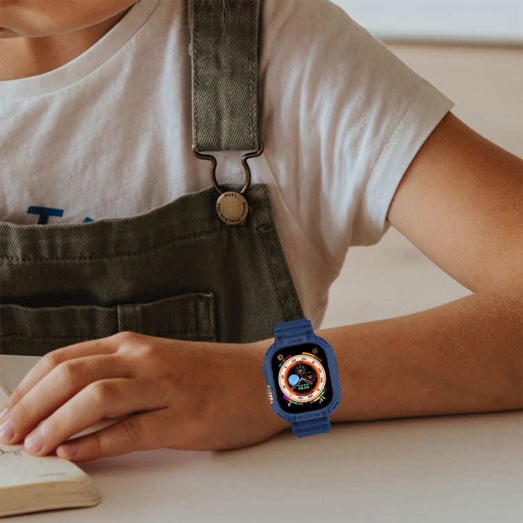 For Apple Watch Ultra 3 / 2 / 1 49mm JUNSUNMAY Integrated TPU Case Adjustable Elastic Watch Band(Black) by JUNSUNMAY