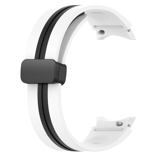 For Samsung Galaxy Watch 5 40mm Folding Magnetic Clasp Silicone Watch Band(White+Black) by buy2fix