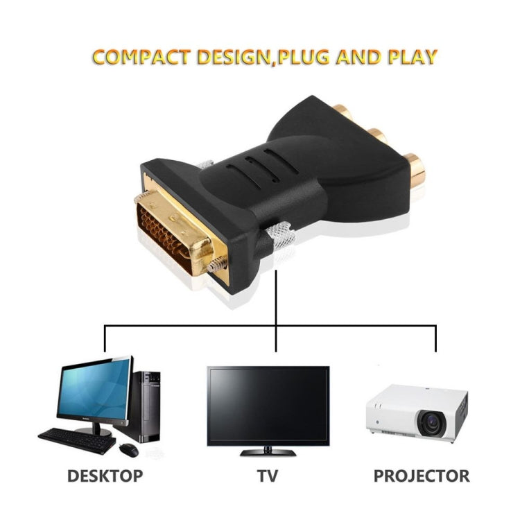 Gold Plated DVI-I 24+5 Male to 3 RCA Gold-plated Video Audio AV Component Converter by buy2fix