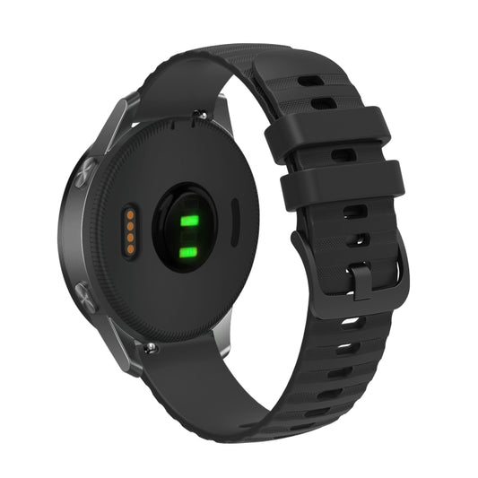 For Garmin Vivoactive 4S 18mm Wavy Dotted Solid-Color Silicone Watch Band(Black) by buy2fix