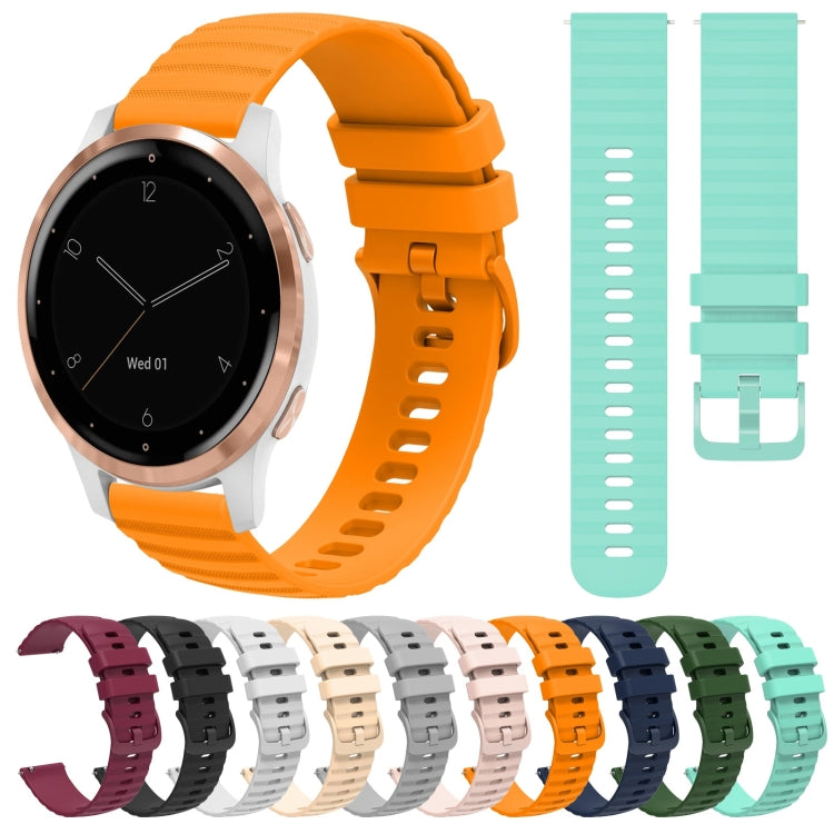 For Garmin Vivoactive 4S 18mm Wavy Dotted Solid-Color Silicone Watch Band(Black) by buy2fix