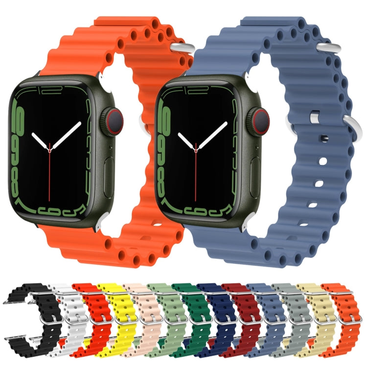 Ocean Silicone Metal Head Watch Band For Apple Watch Series 9&8&7 41mm / SE 3&SE 2&6&SE&5&4 40mm / 3&2&1 38mm(Wine Red) by buy2fix