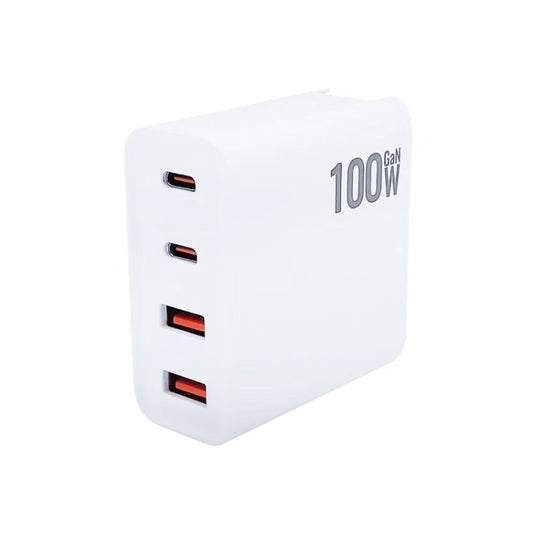 GaN 100W Dual USB + Dual USB-C/Type-C Multi Port Charger with 2m Type-C to Type-C Data Cable Set US Plug by buy2fix