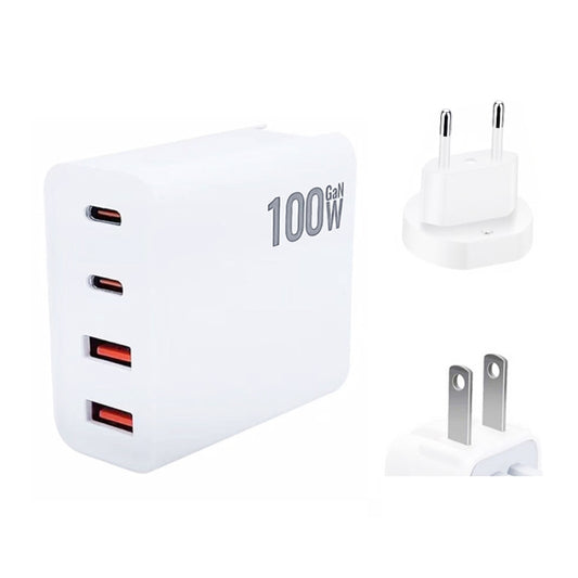 GaN 100W Dual USB + Dual USB-C/Type-C Multi Port Charger with 2m Type-C to Type-C Data Cable Set US / EU Plug by buy2fix