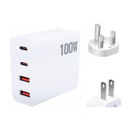 GaN 100W Dual USB+Dual USB-C/Type-C Multi Port Charger with 1.8m Type-C to MagSafe 1 / L Header Data Cable US / UK Plug by buy2fix