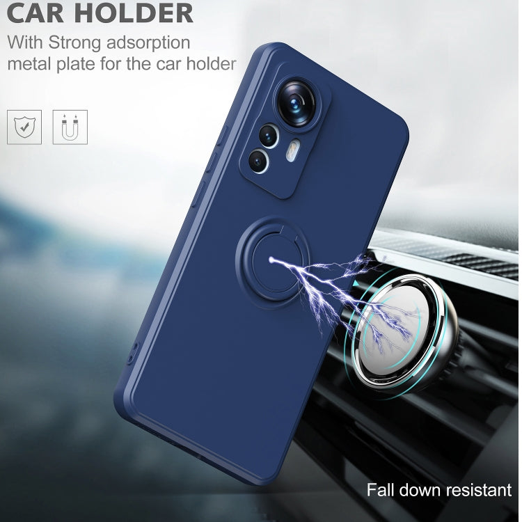 For Xiaomi 12T / 12T Pro Ring Kickstand TPU Silicone Phone Case(Pink) by buy2fix