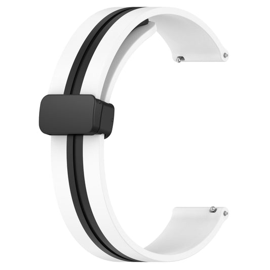 For Garmin Forerunner 55 20mm Folding Magnetic Clasp Silicone Watch Band(White+Black) by buy2fix