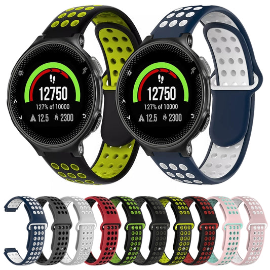 For Garmin Forerunner 235 Two-Color Punched Breathable Silicone Watch Band(Black+Yellow) by buy2fix