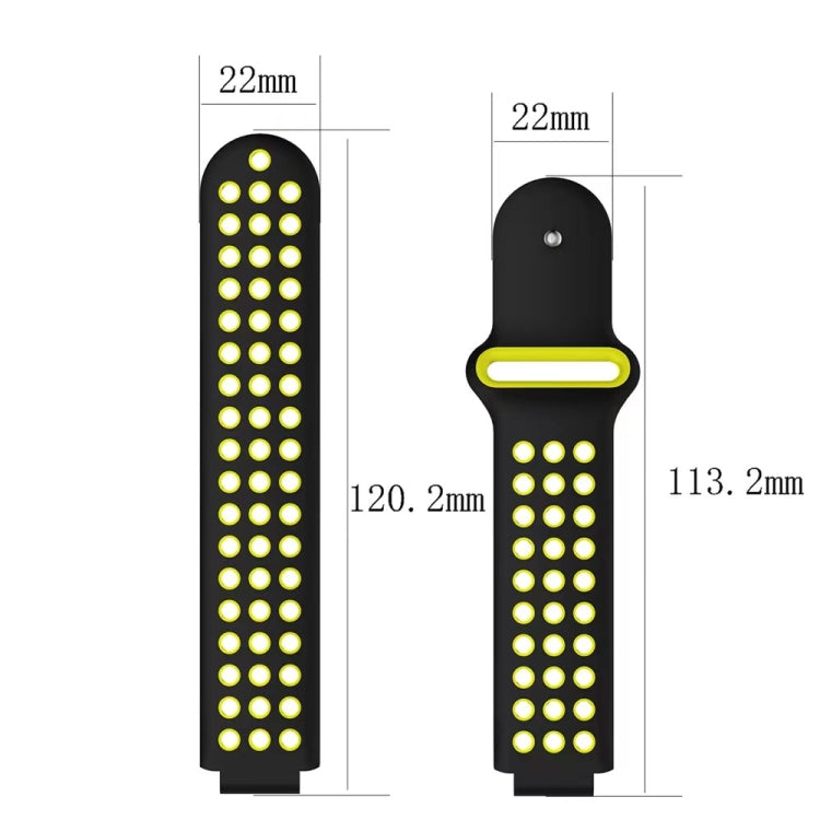 For Garmin Forerunner 235 Two-Color Punched Breathable Silicone Watch Band(Black+Yellow) by buy2fix
