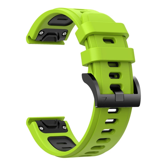 For Garmin Fenix 6 Pro GPS 22mm Two-Color Sports Silicone Watch Band(Lime Green + Black) by buy2fix