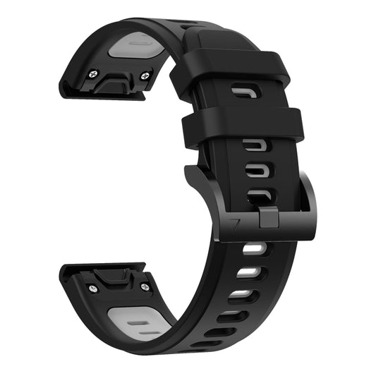 For Garmin Forerunner 935 22mm Two-Color Sports Silicone Watch Band(Black+Grey) by buy2fix