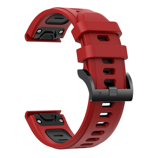 For Garmin Fenix 7X Solar 26mm Two-Color Sports Silicone Watch Band(Red+Black) by buy2fix