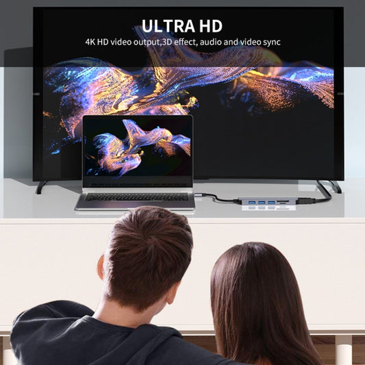 JUNSUNMAY 6 in 1 Type-C to 4K HDMI Docking Station Adapter USB-C Hub SD/TF Card Reader by JUNSUNMAY