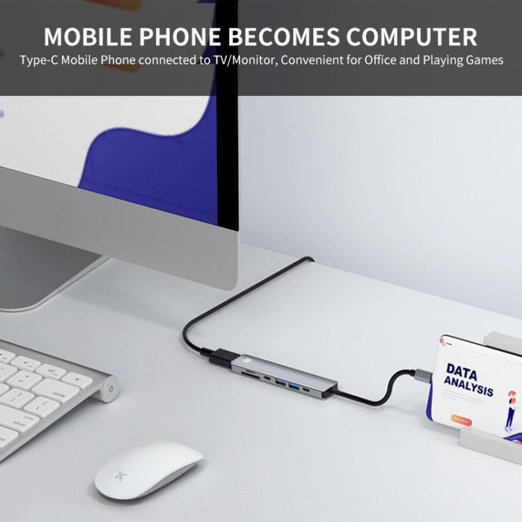 JUNSUNMAY 7 in 1 Type-C to 4K HDMI Docking Station Adapter PD Quick Charge Hub SD/TF Card Reader by JUNSUNMAY