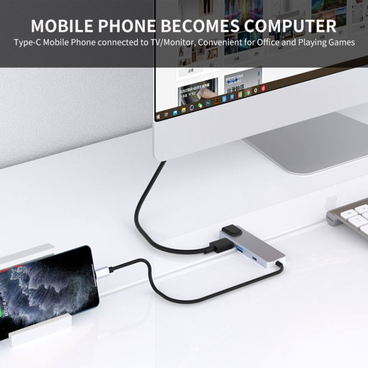 JUNSUNMAY 6 in 1 Type-C to 4K HDMI / Ethernet Docking Station Adapter PD Quick Charge Hub SD/TF Card Reader by JUNSUNMAY