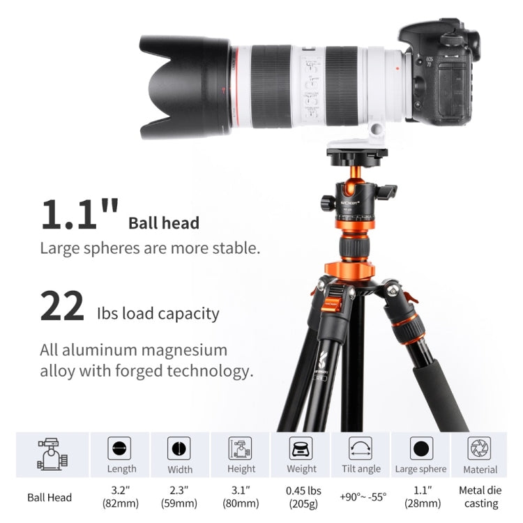 K&F CONCEPT KF31.023V3 360 Degree Rotating Panoramic Metal Tripod Ball Head with 1/4 Inch Quick Release Plate by K&F