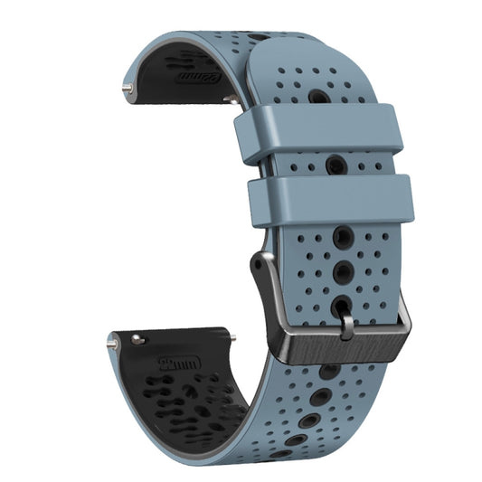For Garmin Forerunner 255 music 22mm Perforated Two-Color Silicone Watch Band(Blue+Black) by buy2fix