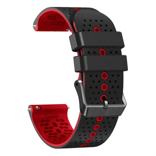 For Garmin Forerunner 255 music 22mm Perforated Two-Color Silicone Watch Band(Black+Red) by buy2fix