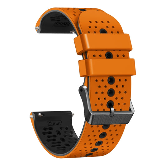 For Garmin Venu 2 22mm Perforated Two-Color Silicone Watch Band(Orange+Black) by buy2fix
